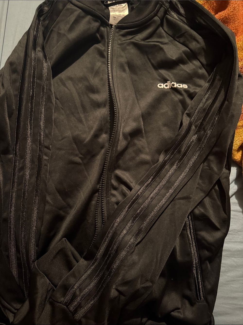 adidas Black Track Jacket with Subtle Stripe Detail